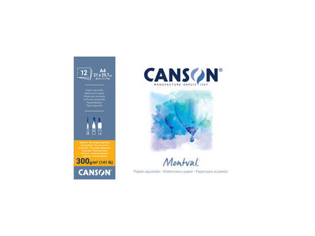 CANSON Bloc de papier aquarelle 'Montval', A4, 50 feuilles