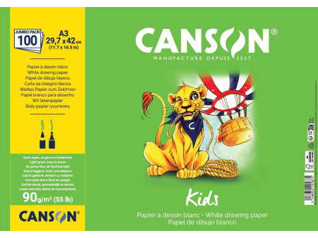CANSON Papier à dessin Kids, A3, 90 g/m2