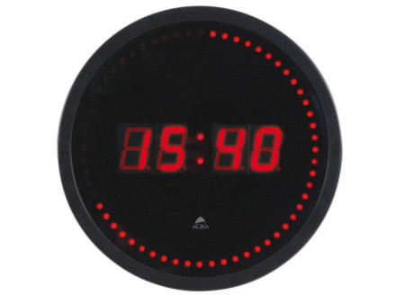 ALBA Horloge murale 'HORLED', à quartz, en plastique, noir