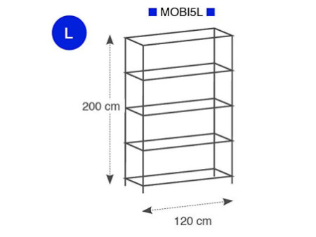 ALBA Etagère multifonction MOBI5L, (L)1.200 mm, 5 tablettes