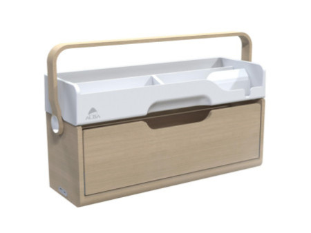 ALBA Module de rangement portable ERGOBOX, hêtre/blanc