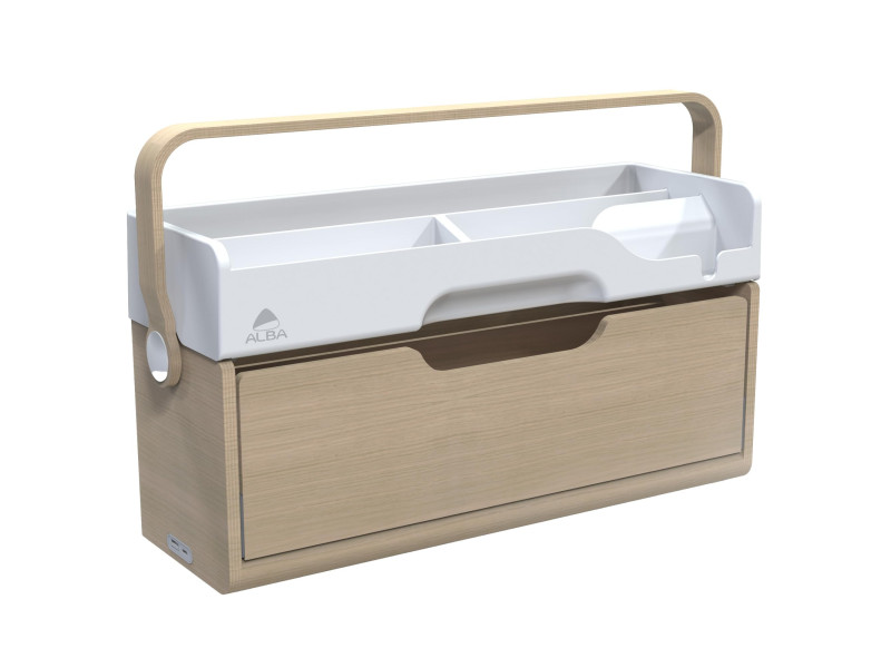 ALBA Module de rangement portable ERGOBOX, hêtre/blanc