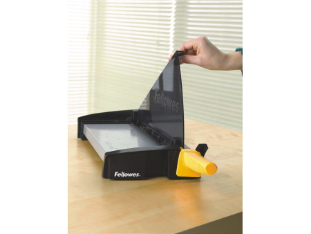 Fellowes Cisaille à levier Fusion, format A4, noir/jaune
