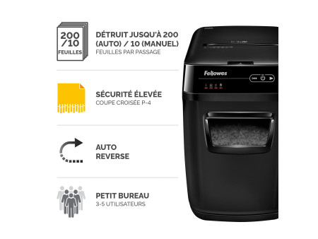 Fellowes Destructeur de documents AutoMax 200C, particule