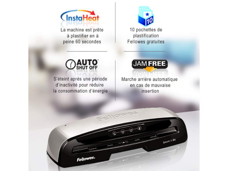 Fellowes Plastifieuse Saturn, format A4, blanc/gris