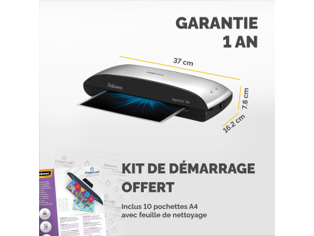 Fellowes plastifieuse Spectra, format A4, noir