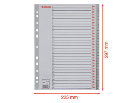 Esselte Intercalaires en plastique, numérique, A4, 1-31,gris