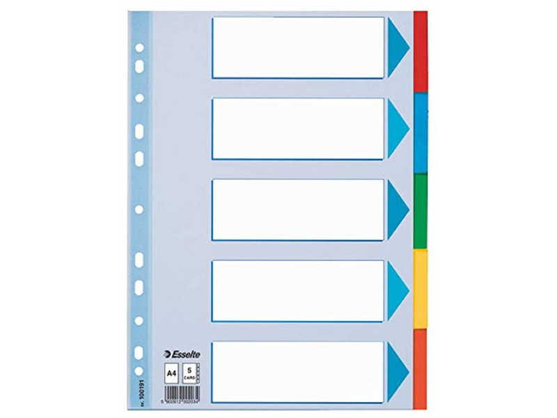 Esselte Intercalaires en carton, uni, A4, 5 touches