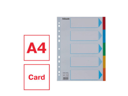 Esselte Intercalaires en carton, uni, A4, 5 touches