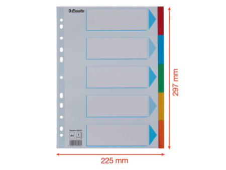 Esselte Intercalaires en carton, uni, A4, 5 touches