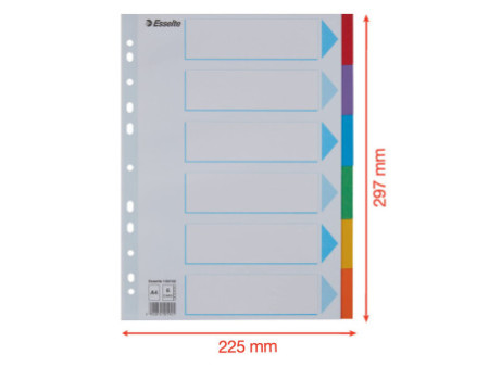 Esselte Intercalaires en carton, uni, A4, 6 touches
