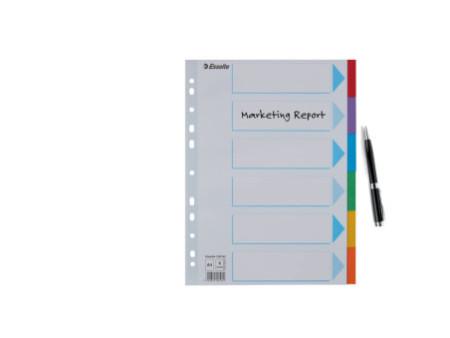Esselte Intercalaires en carton, uni, A4, 6 touches