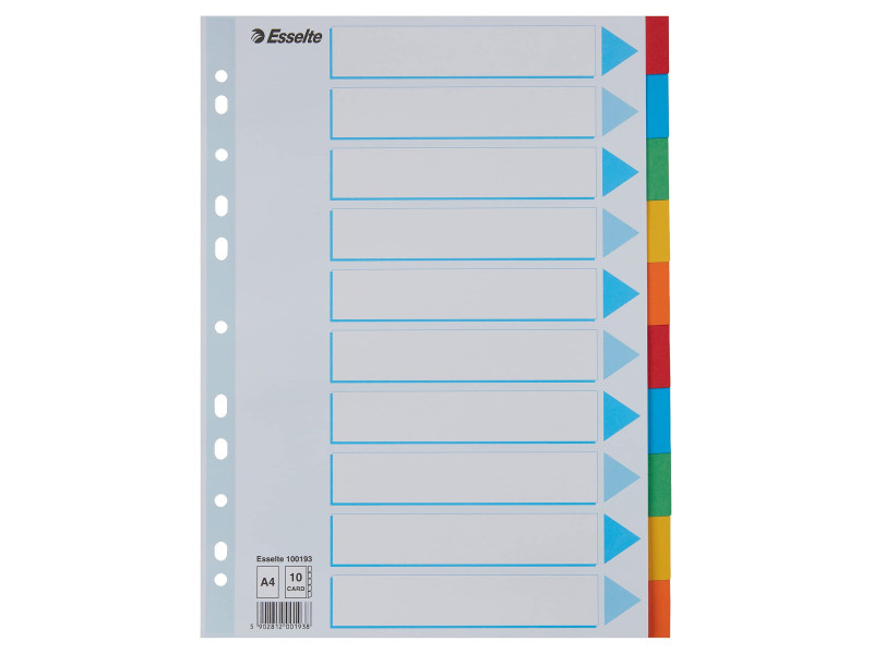 Esselte Intercalaires en carton, unis, A4, 10 touches