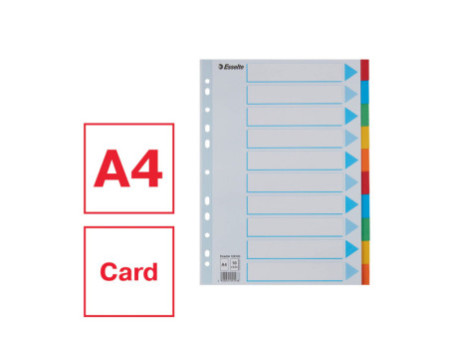 Esselte Intercalaires en carton, unis, A4, 10 touches