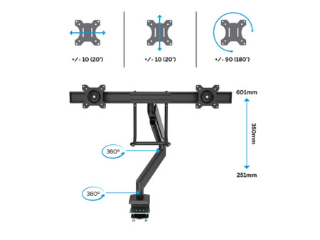 Fellowes Bras deux écrans Eppa Crossbar, argent