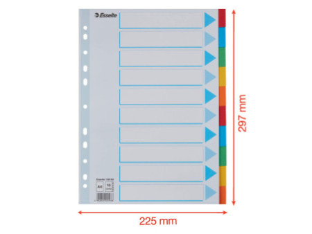 Esselte Intercalaires en carton, unis, A4, 10 touches