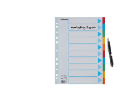 Esselte Intercalaires en carton, unis, A4, 10 touches