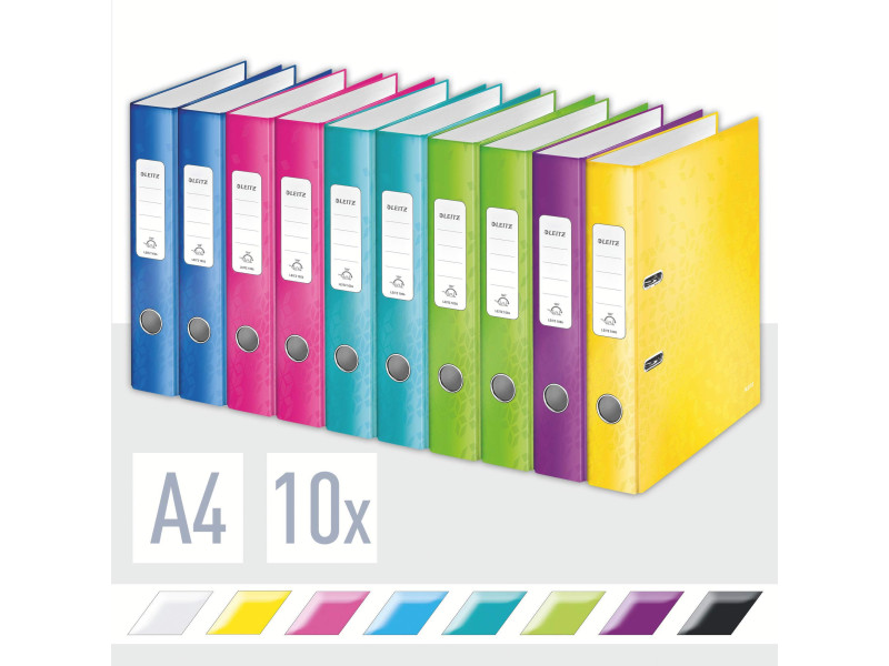 LEITZ Classeur WOW, 180 degrés, A4, 50 mm, assorti