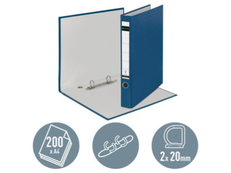 LEITZ classeur à anneaux, en plastique, format A4, bleu,