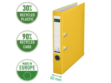 LEITZ Classeur à levier 180 degrés, format A4, 52 mm, jaune