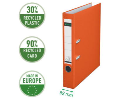 LEITZ Classeur à levier 180 degrés, format A4, 52mm, orange