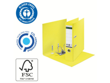 LEITZ Classeur Recycle, 180 degrés, 80 mm, jaune