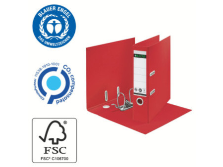 LEITZ Classeur Recycle, 180 degrés, 80 mm, rouge