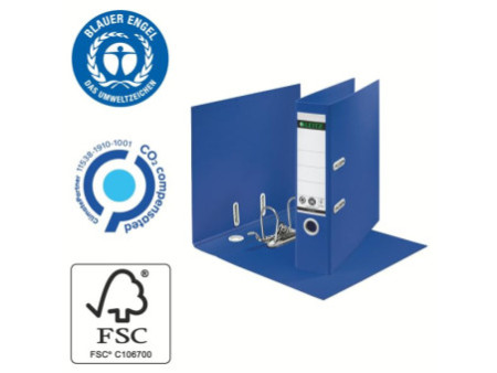 LEITZ Classeur Recycle, 180 degrés, 80 mm, bleu