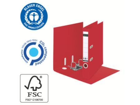 LEITZ Classeur Recycle, 180 degrés, 50 mm, rouge
