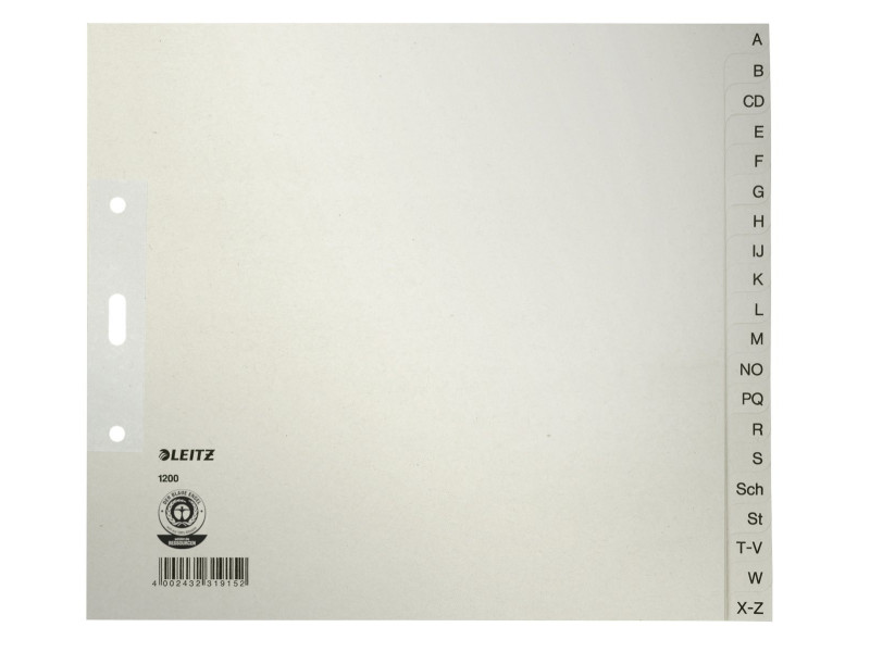 LEITZ Intercalaires en papier naturel, A-Z, A4+, mi-hauteur
