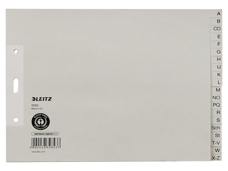 LEITZ Intercalaires en papier naturel, A-Z, A4+, mi-hauteur