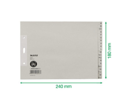 LEITZ Intercalaires en papier naturel, A-Z, A4+, mi-hauteur