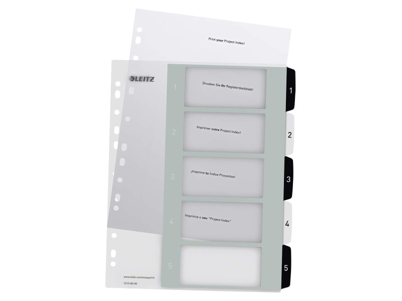 LEITZ Intercalaires en plastique WOW, numéroté, 1-5
