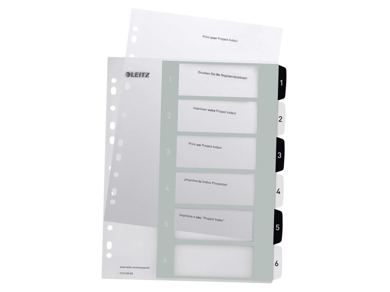 LEITZ Intercalaires en plastique WOW, numéroté, 1-6