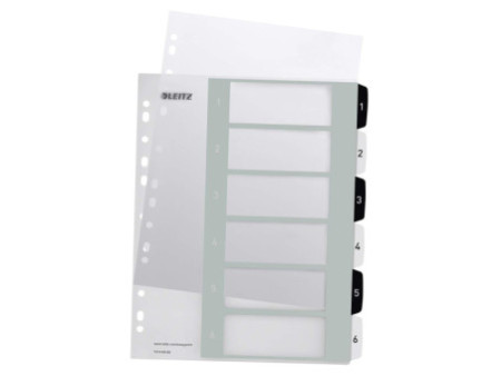LEITZ Intercalaires en plastique WOW, numéroté, 1-6