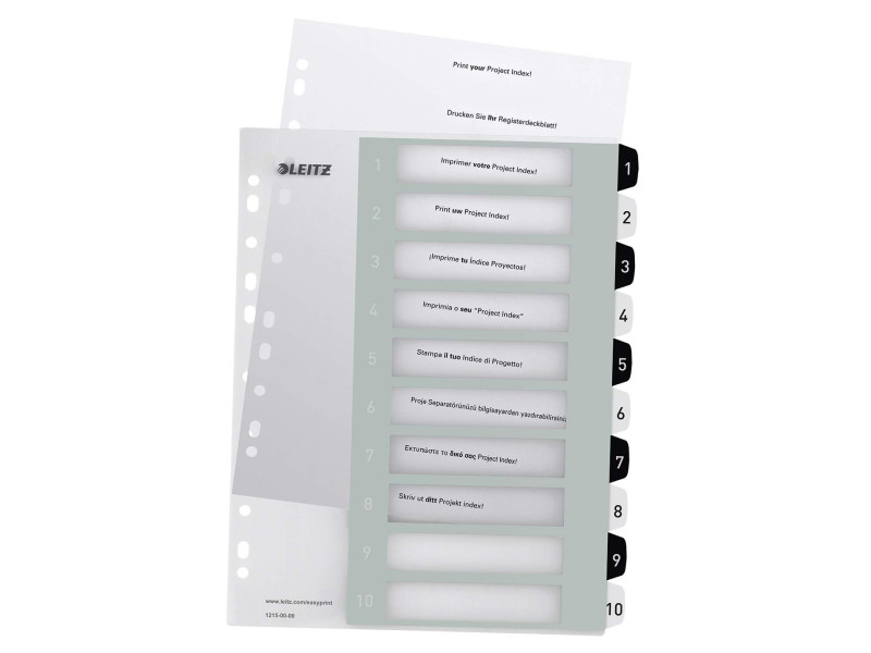 LEITZ Intercalaires en plastique WOW, numéroté, 1-10