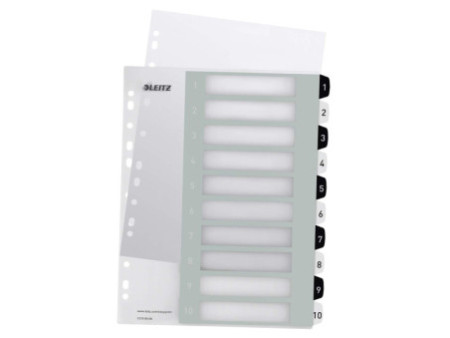 LEITZ Intercalaires en plastique WOW, numéroté, 1-10