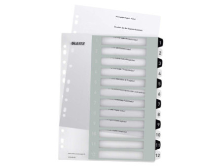 LEITZ Intercalaires en plastique WOW, numéroté, 1-12