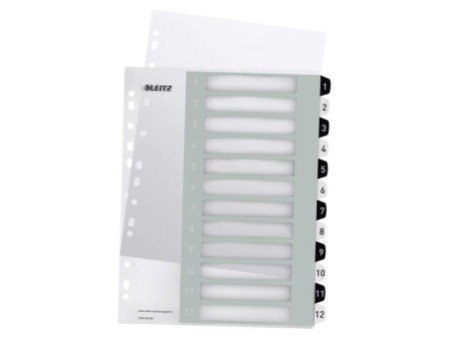 LEITZ Intercalaires en plastique WOW, numéroté, 1-12