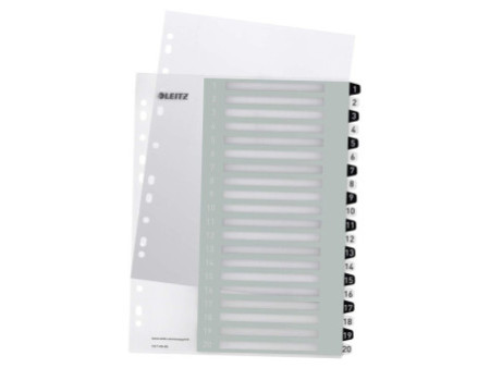 LEITZ Intercalaires en plastique WOW, numéroté, 1-20