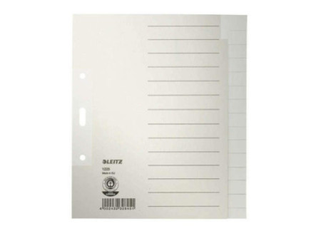 LEITZ Intercalaires en papier naturel, blanc, A5, 15 touches
