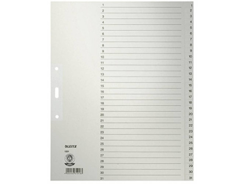 LEITZ Intercalaires en papier naturel, numéroté, format A4