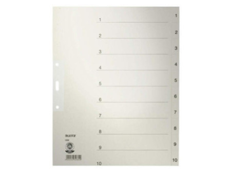 LEITZ Intercalaires en papier naturel, numéroté, format A4
