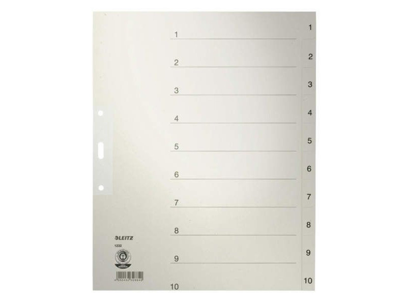 LEITZ Intercalaires en papier naturel, numéroté, format A4