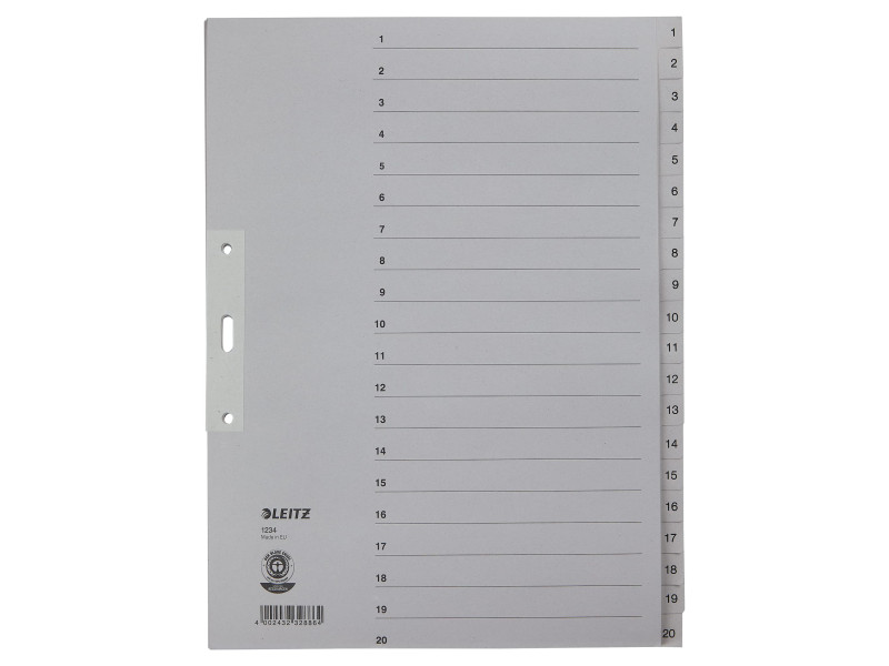 LEITZ Intercalaires en papier naturel, numéroté, format A4