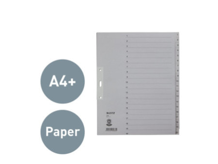 LEITZ Intercalaires en papier naturel, numéroté, format A4
