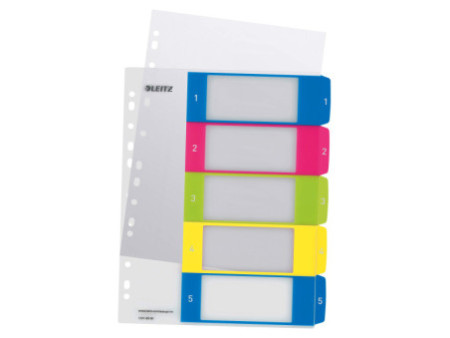 LEITZ Intercalaires en plastique WOW, numéroté, A4, 1-5