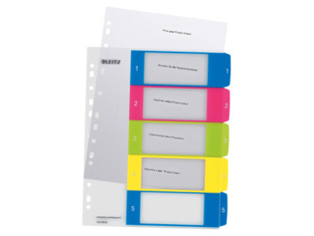 LEITZ Intercalaires en plastique WOW, numéroté, A4, 1-5