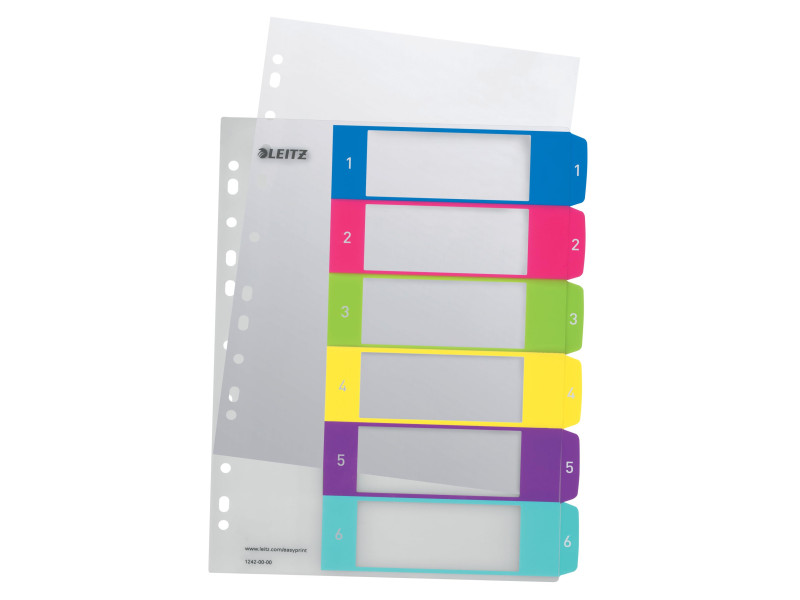LEITZ Intercalaires en plastique WOW, numéroté, A4, 1-6