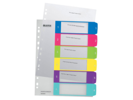 LEITZ Intercalaires en plastique WOW, numéroté, A4, 1-6